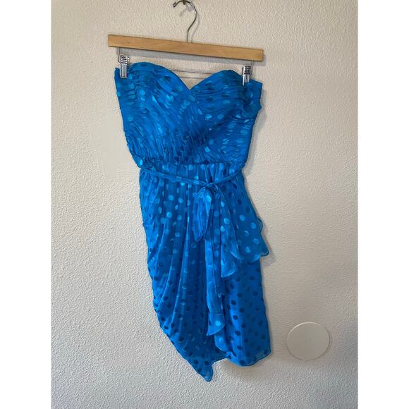 Rebecca Taylor Y2K Sweetheart Polka Dot Strapless Cocktail Blue Mini Dress 6 - Picture 12 of 14